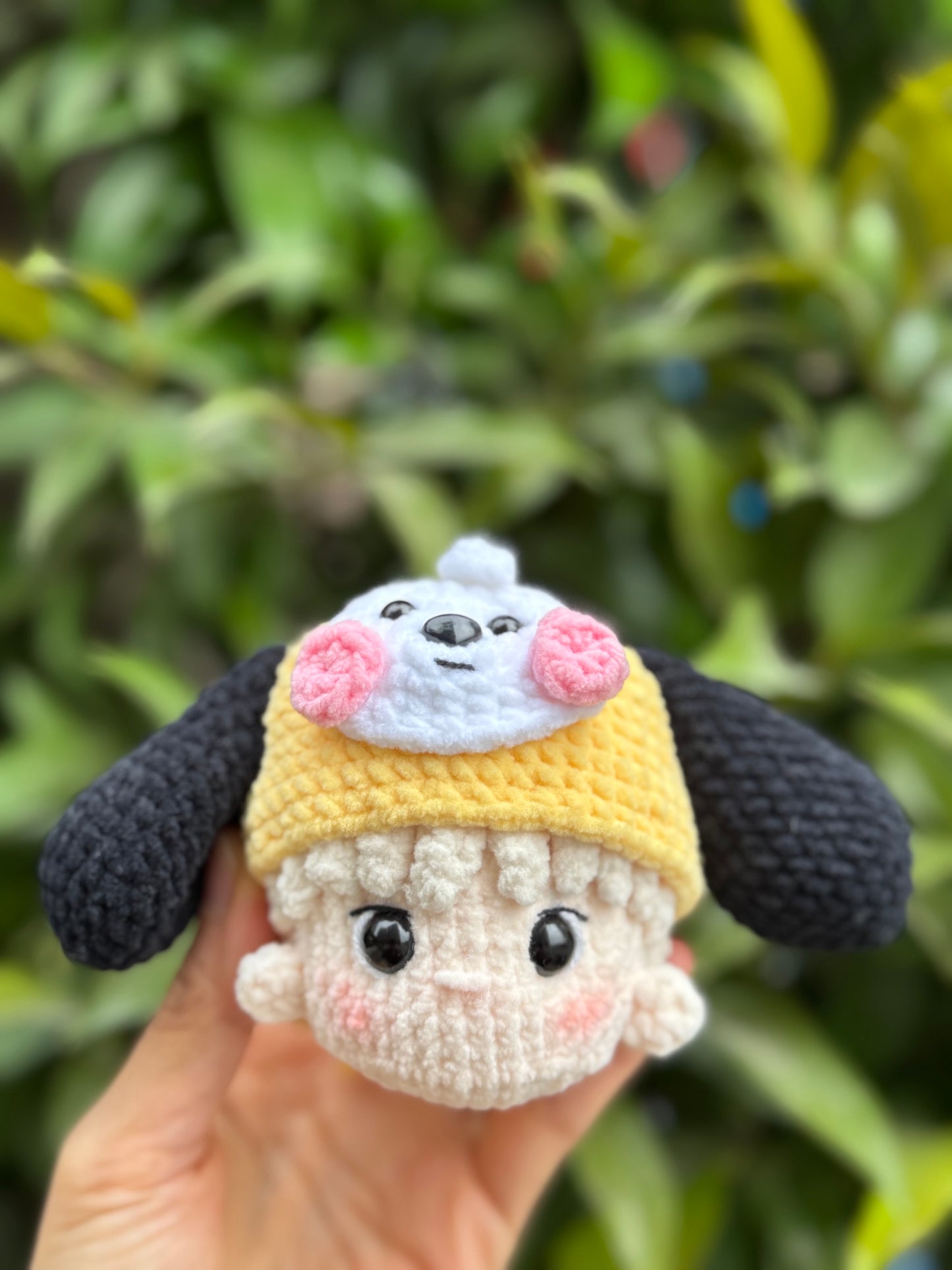 a cute crochet keychain inspired by BT21 Chimmy