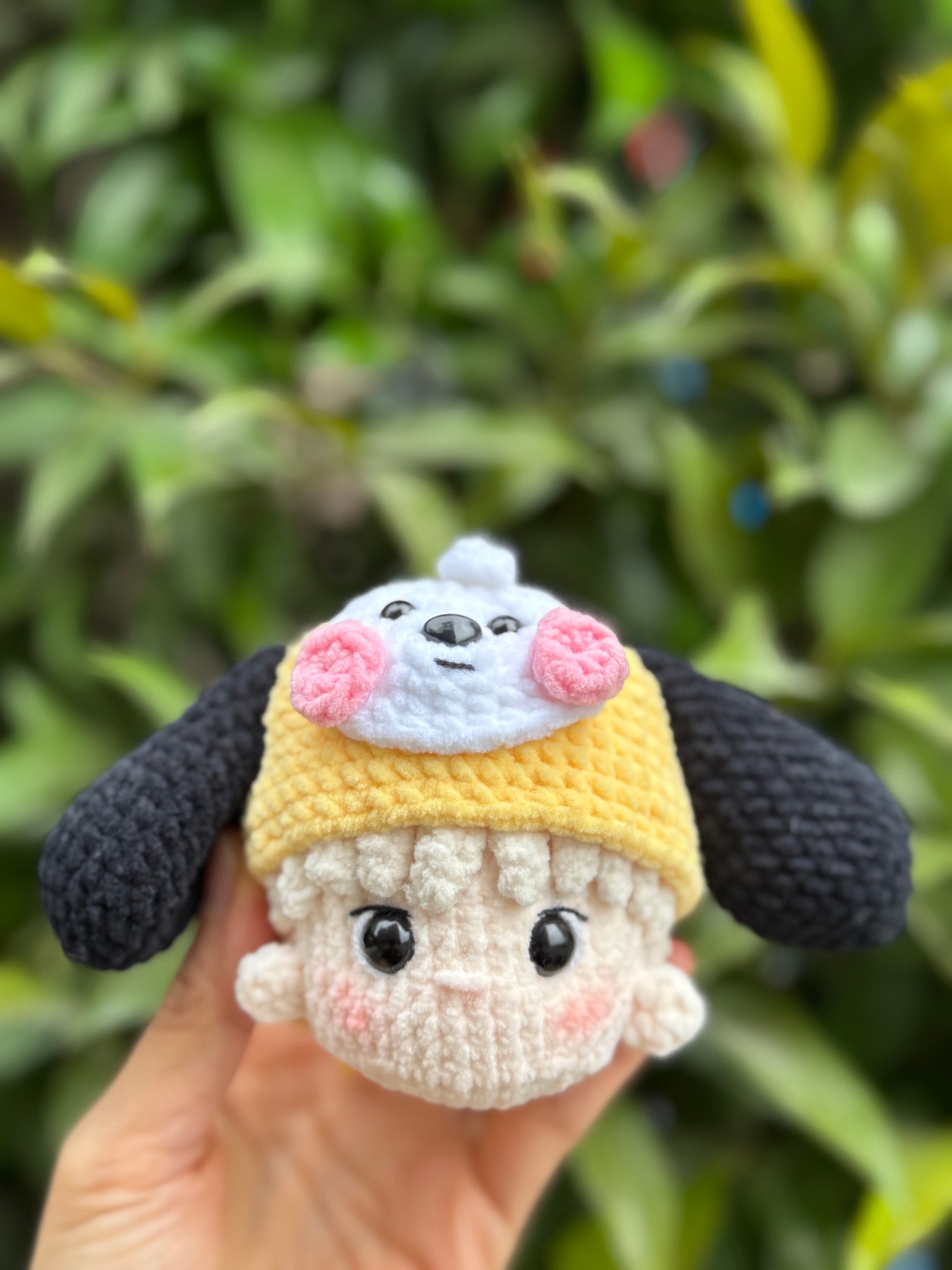 a cute crochet keychain inspired by BT21 Chimmy