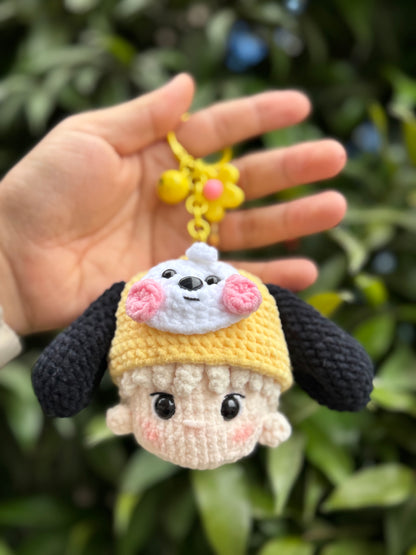 hand holding BTS jimin amigurumi