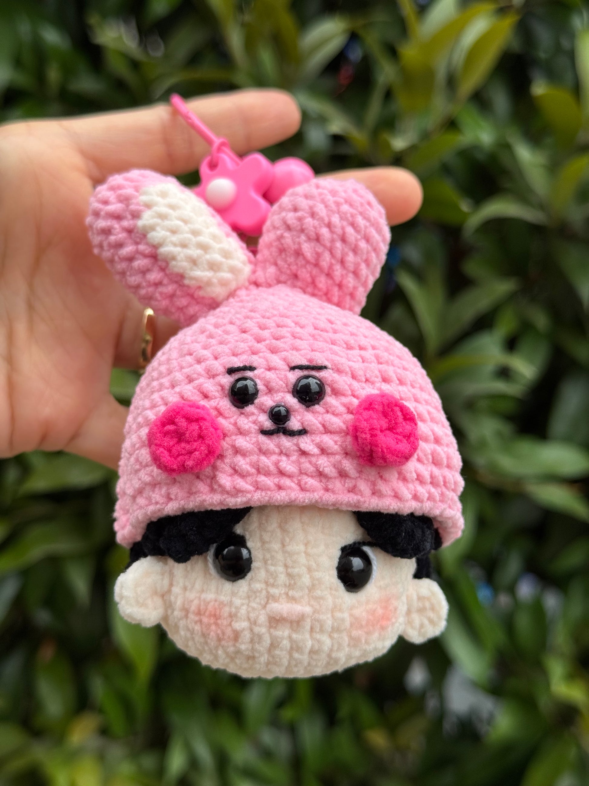BTS Crochet keychain is made with Chenille yarn and inspired by cute amigurumi BT21 Cooky character