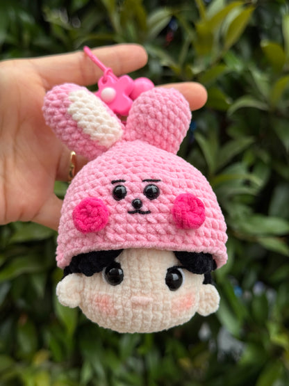 BTS Crochet keychain is made with Chenille yarn and inspired by cute amigurumi BT21 Cooky character