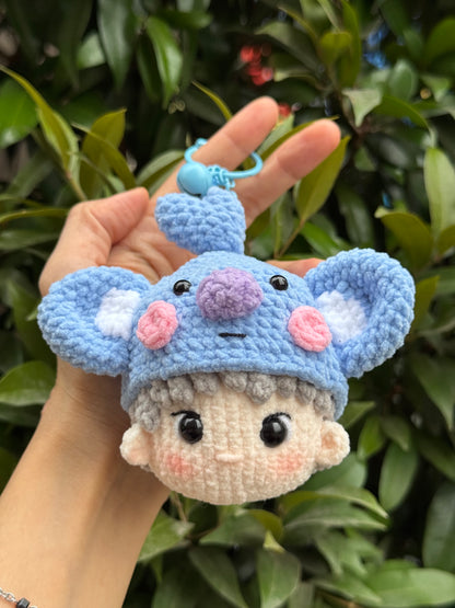 Handmade BT21 Koya crochet keychain, BTS RM Amigurumi, BTS keychain