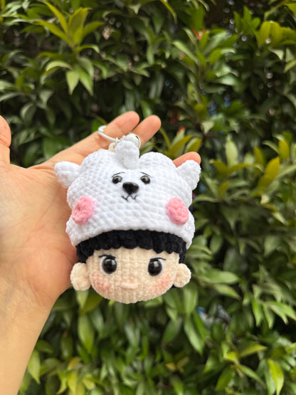 Handmade BT21 RJ crochet keychain, BTS Jin Amigurumi, BTS keychain