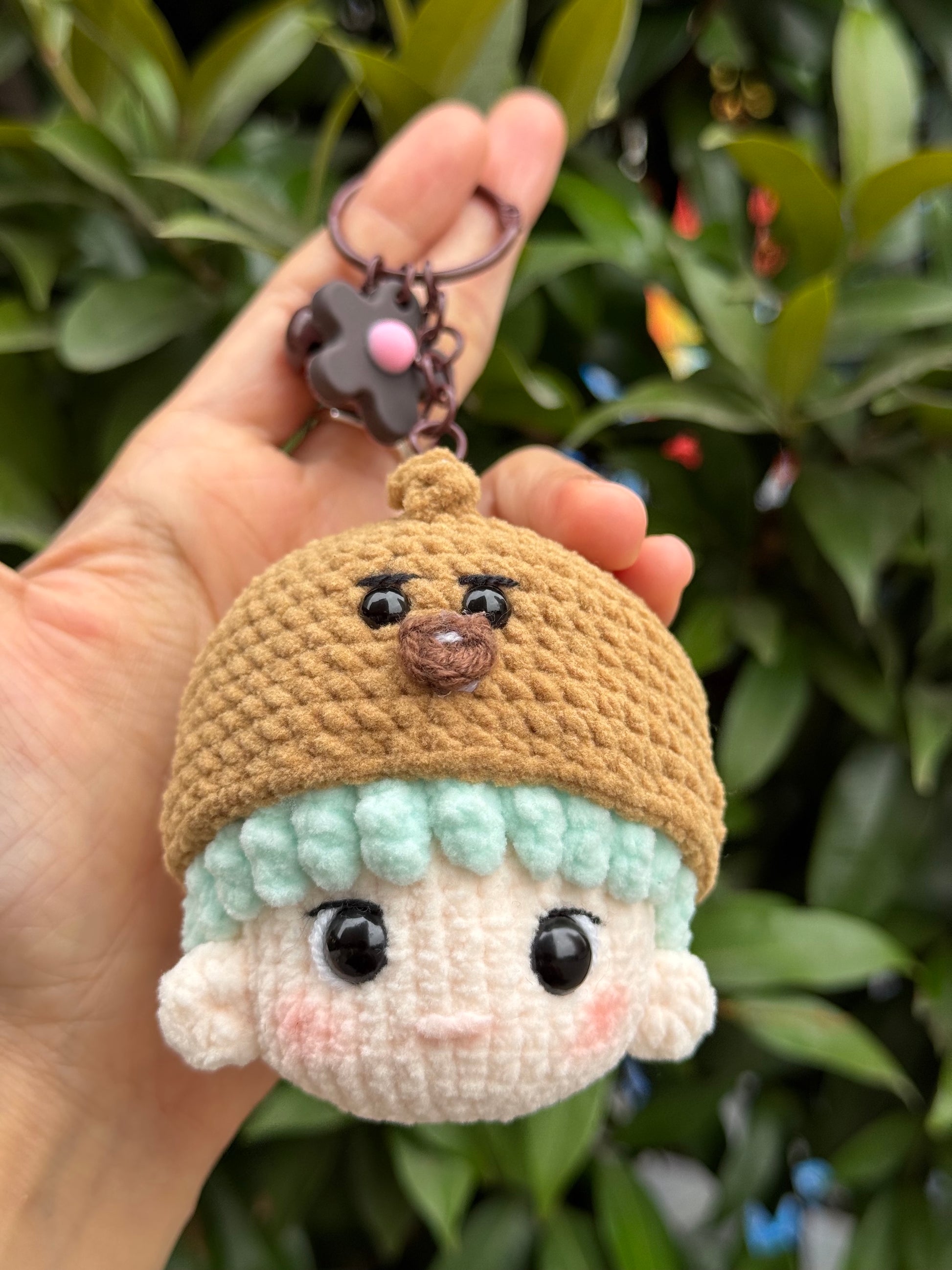 A BTS keychain inspired by BTS Suga Amigurumi, cute crochet keychain